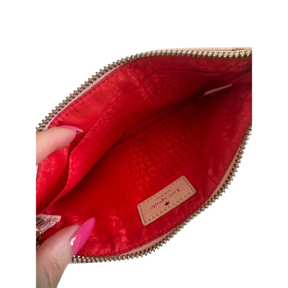 KATE SPADE Pink Pebble Leather Wristlet Clutch - Picture 4 of 5